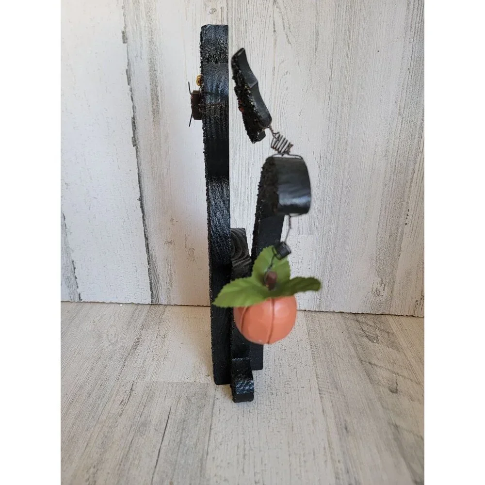 Unique‎ wooden black cat bat Halloween home decor figure